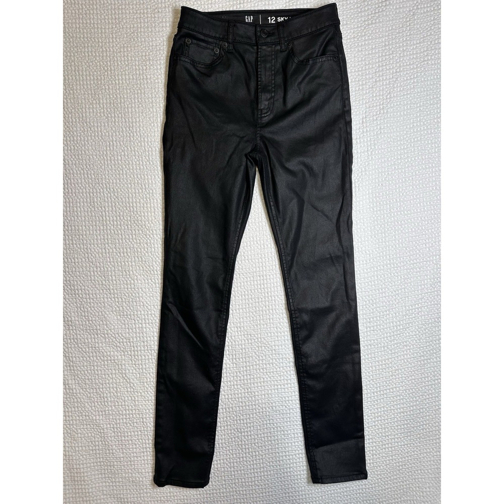Gap‎ Teen Sky High True Skinny Black Coated Jeans Size 12 High Rise Stretch